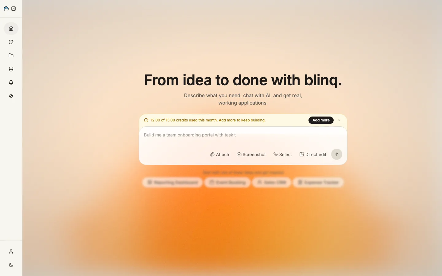 Blinq era: a gradient blob behind the composer. The late-September Pave home still used a gradient there.