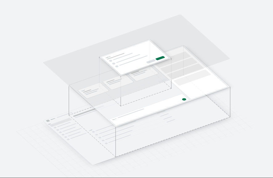 The original screen separated into background, raised surfaces, dimmer and dialog planes.